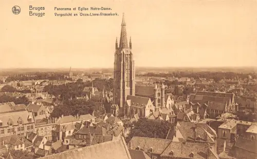 C054 Belgien Brügge Panorama et Eglise Notre Dame Vintage Postkarte