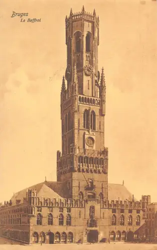C055 Belgien Brügge Le Beffroi Turm Vintage Postkarte