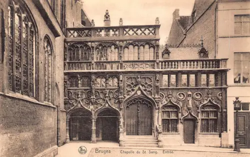 C054 Belgien Brügge Chapelle du Saint-Sang Entree Vintage Postkarte
