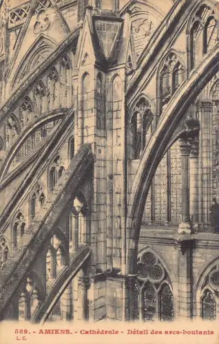 C058 Frankreich Amiens Kathedrale Detail Vintage Postkarte