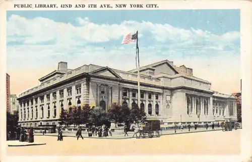 A987 US New York City Public Library Vintage Postkarte