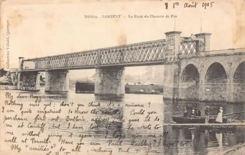 C067 Frankreich Lorient Le Pont du chemin de Fer 1905 alte Postkarte