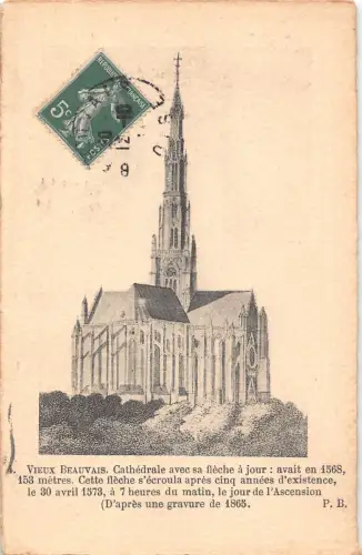 C074 Frankreich Beauvais Kathedrale 1911 Vintage Postkarte