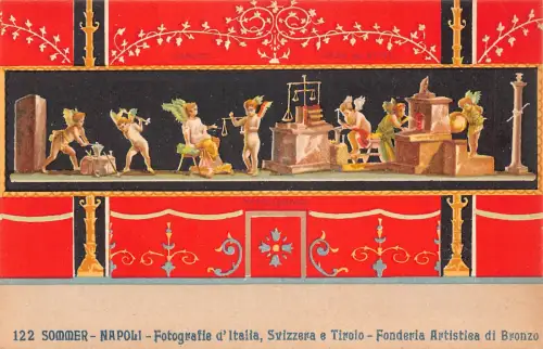 C078 Italien Napoli Fonderia Artistica di Bronzo Vintage Postkarte