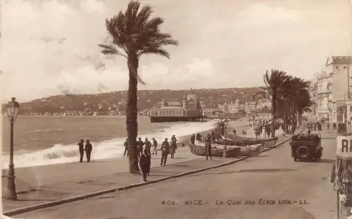 C073 Frankreich Schöne Le Quai des Etats Unis Vintage Postkarte