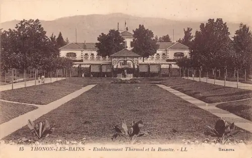C060 Frankreich Thonon les Bains Etablissement Thermal et la Buvette Vintage Postkarte