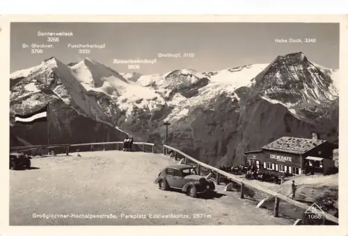 A961 Österreich Großglockner Hochalpenstraße Auto Edelweißhütte RPPC Postkarte