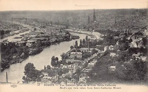 C068 Frankreich Rouen Panoramablick Vintage Postkarte