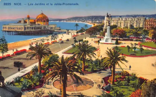 C062 Frankreich schöne Les Jardins et la Jetee Promenade Vintage Postkarte