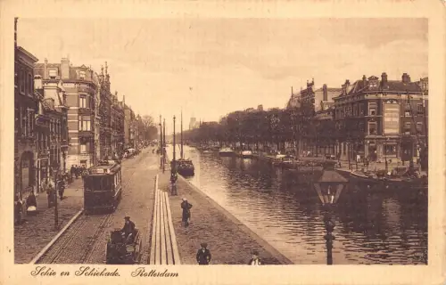A962 Niederlande Rotterdam Schie en Schekade Straßenbahn Vintage Postkarte
