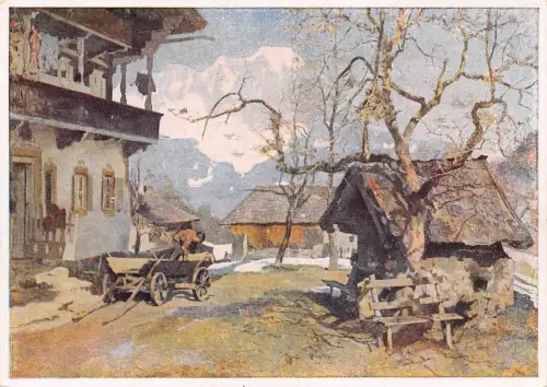 Muenchen Deutsche Kunst Art G Th Kempf Hartenkampf Ostern Bauernhof Postkarte B737