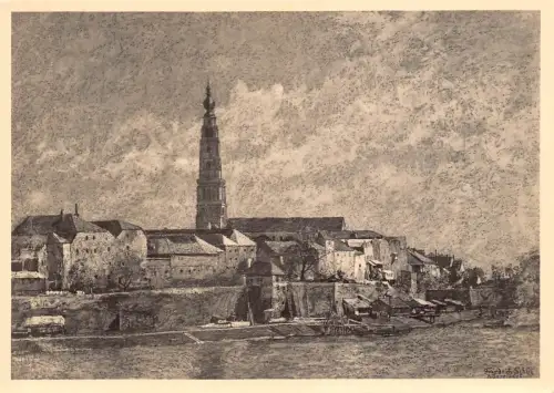 München Deutsche Kunst Kunst Friedrich Schuez Alt Braunau Stadt Postkarte B737