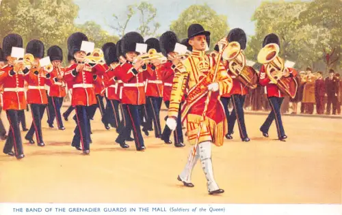 A945 England Band of the Grenadier Guards in Mall Soldaten Vintage Postkarte