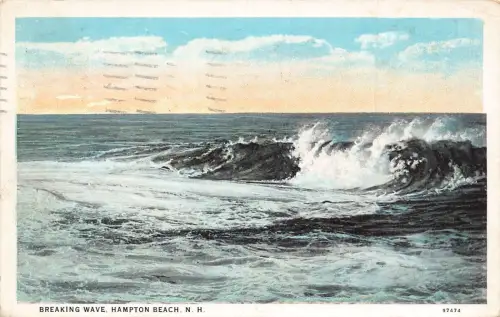 A970 USA 1929 Breaking Wave Hampton Beach New Hampshire Vintage Postkarte