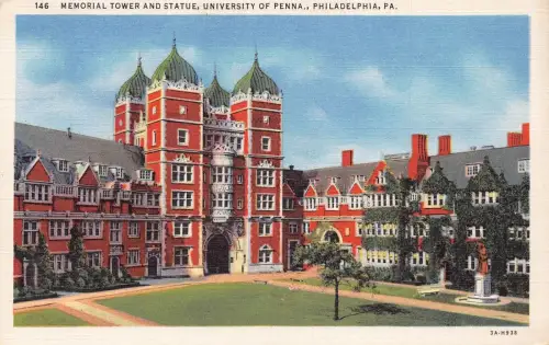 A970 US Memorial Tower und Statue University of Penna Philadelphia Postkarte
