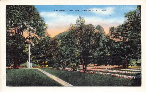 A970 US National Cemetery Florence South Carolina Vintage Postkarte