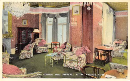 A948 England Lounge King Charles I Hotel Ventnor Isle of Wight Vintage Postkarte