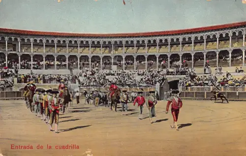A978 Spanien Entrada de la cuadrilla Stierkampfarena Kampf Vintage Postkarte