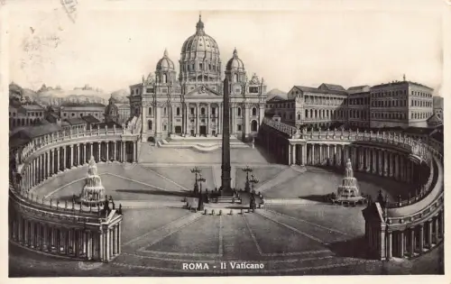 A959 Italien 1927 Rom Roma Vatikan Platz Pietro Vintage Postkarte
