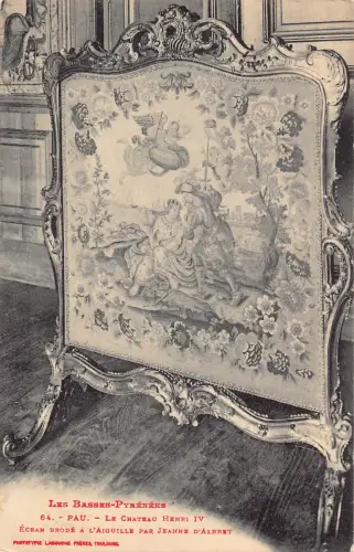 C057 Frankreich Pau Le Chateau Henri IV Stickerei Vintage Postkarte