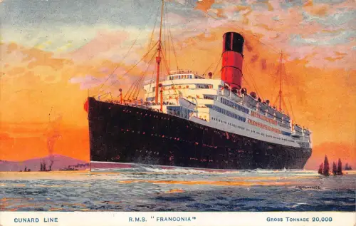 L519 Cunard Line RMS Franconia Kreuzfahrt Dampfschiff Vintage Postkarte