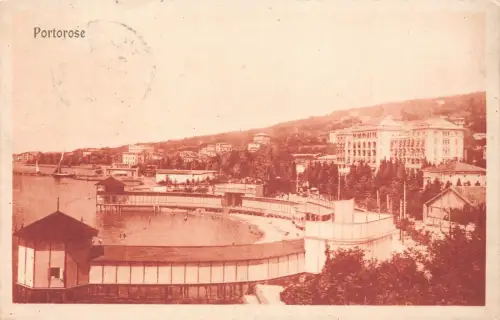 A959 Italien 1923 Portorose Ansicht Vintage Postkarte