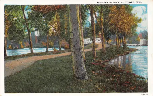 A971 US Minnehaha Park Cheyenne Wyoming Vintage Postkarte