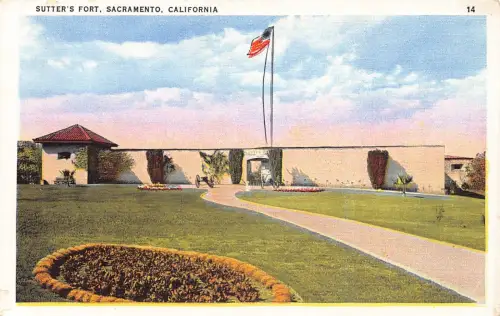 A971 US Sutter's Fort Sacramento Kalifornien Vintage Postkarte