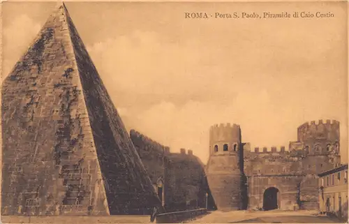 C078 Italien Roma Porta S Paolo Piramide di Caio Cestio Vintage Postkarte