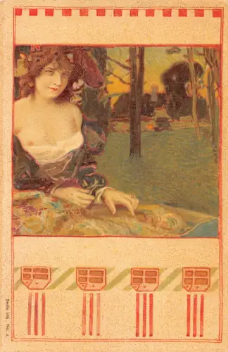 L519 Jugendstil Glamour Lady gewagter Akt von Th Kempf Vintage Postkarte