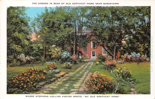 A971 US Garten hinter dem alten Kentucky Haus in der Nähe von Bardstown Vintage Postkarte