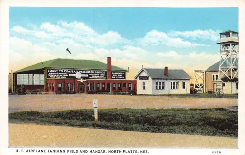 A970 US Flugzeug Landeplatz und Hangar North Platte Nebraska Postkarte