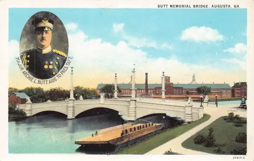 A970 US Butt Memorial Bridge Augusta Georgia Major Archie Portrait Postkarte
