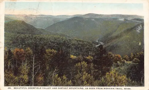 A970 US 1920 Deerfield Valley and MOuntains from Mohawk Trail Mass Postkarte