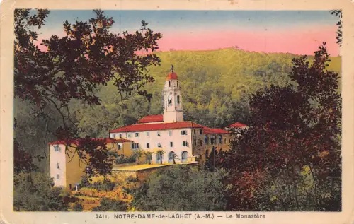 C049 Frankreich Notre Dame de Laghet Le Monastere Vintage Postkarte