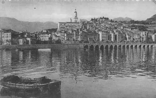 C073 Frankreich Menton Vue generale, Boot Vintage Postkarte