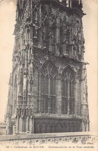 C075 Frankreich Kathedrale de Rouen La Tour Centrale Vintage Postkarte