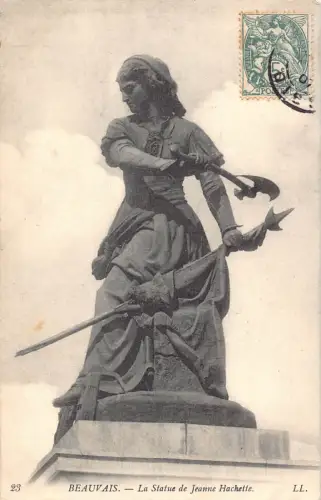C075 Frankreich Beauvais La Statue de Jeanne Hachette Vintage Postkarte