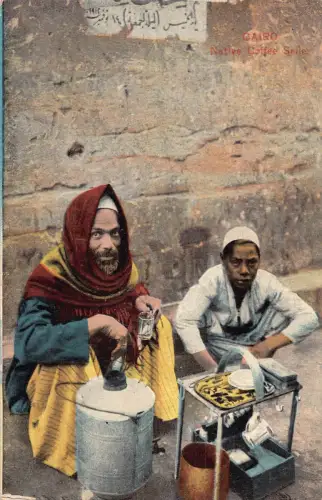 A965 Ägypten Kairo Ureinwohner Kaffee Verkäufer Junge älterer Mann ethnische Postkarte