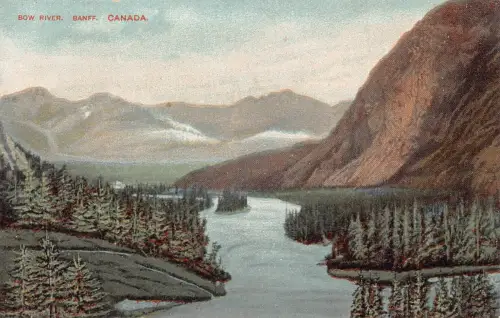 A963 Kanada Bow River Banff Vintage Postkarte