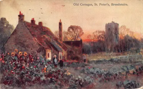 A950 England Old Cottages St Peter's Broadstairs Vintage Postkarte