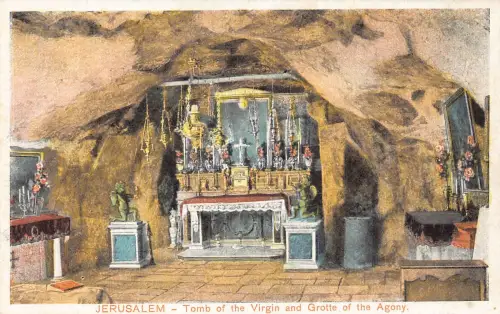A976 Israel Jerusalem Grab der Jungfrau und Grotte der Qual Vintage Postkarte