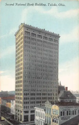 A939 US Ohio Toledo Second National Bank Building Vintage Postkarte