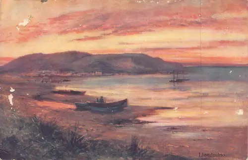 A946 Wales Llandudno Landschaft See Boote Vintage Postkarte
