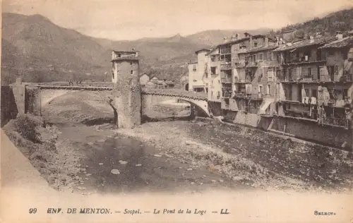 C071 Frankreich Menton Sospel Le Pont de la Loge Vintage Postkarte