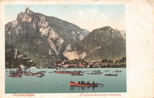 A958 Österreich Fraunkirchen Frohnleichnams Prozession Boote Vintage Postkarte