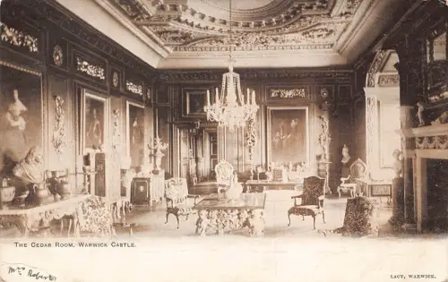 A944 England Warwick Castle Cedar Room Vintage Postkarte