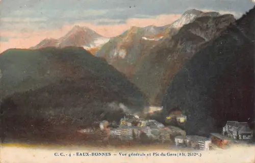 C069 Frankreich Eaux Bonnes vue generale et Pic du Gers Vintage Postkarte
