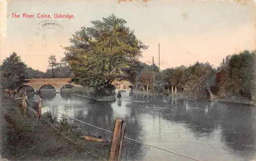 A944 England 1909 River Colne Uxbridge Vintage Postkarte