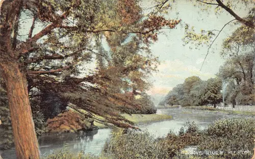 A947 England The River Merton Vintage Postkarte